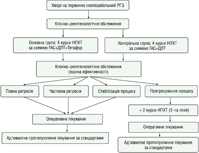 Рис. 2. Дизайн дослідження хворих на первинно неоперабельний РГЗ